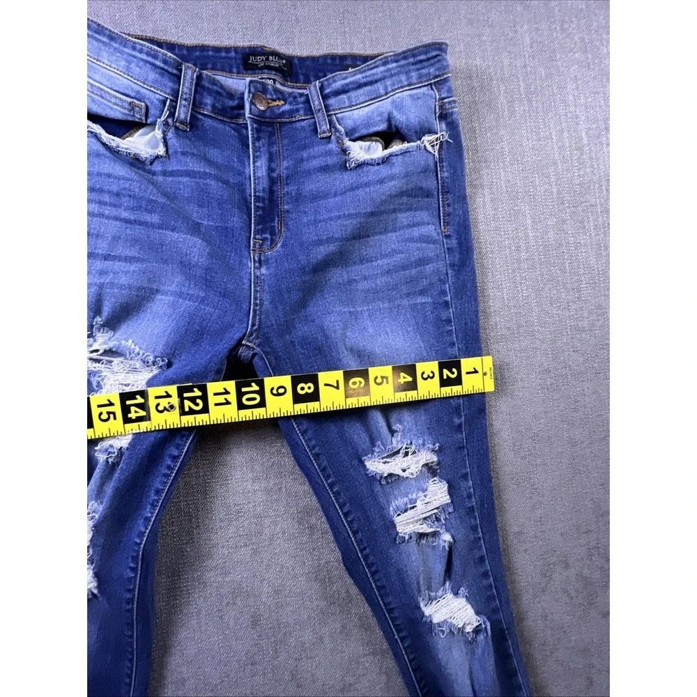 Judy Blue Jeans Women‎ 11 Blue Distressed Skinny Fit Boho City Preppy